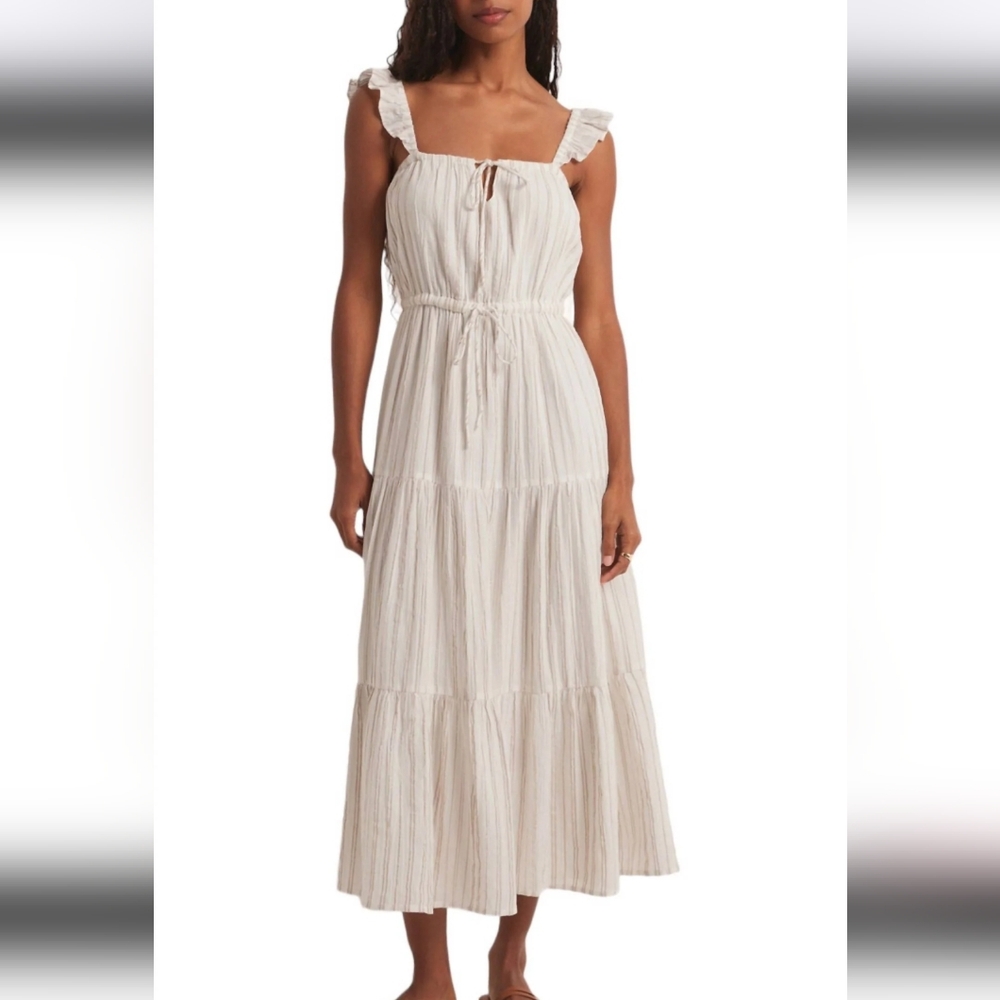 NEW Z SUPPLY la brisa dobby stripe dress in sandstone